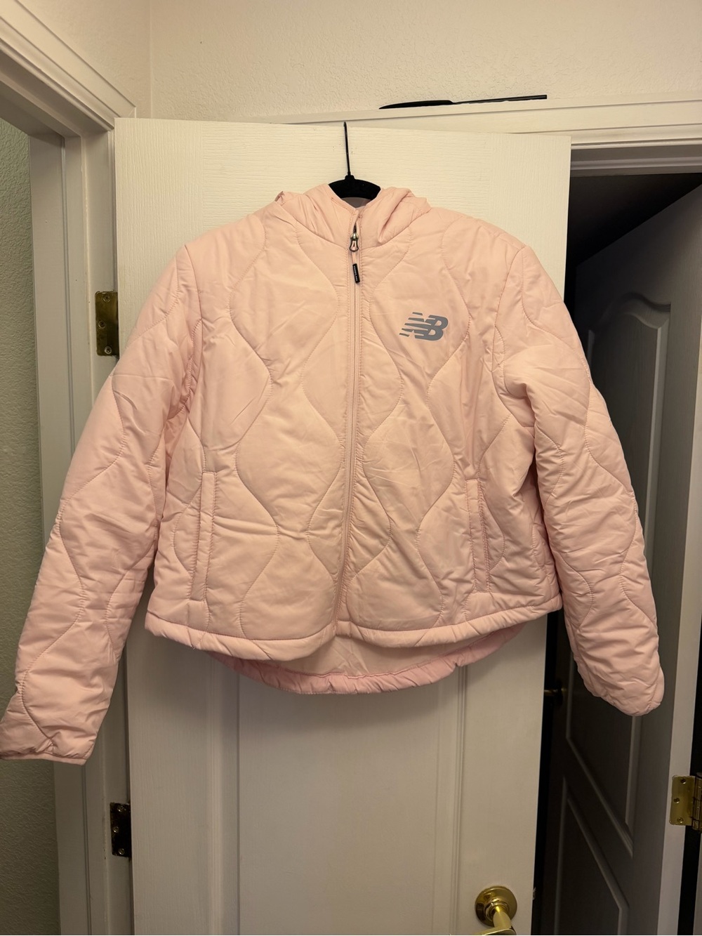 New Balance Light Pink Quilted Hooded Puffer Jacket